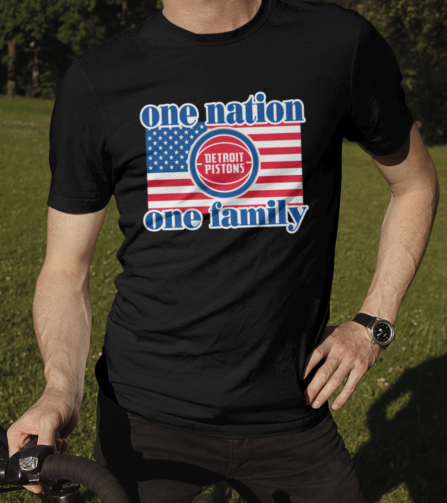 One Nation One Family Detroit Pistons 81 Usa Flag T-Shirt
