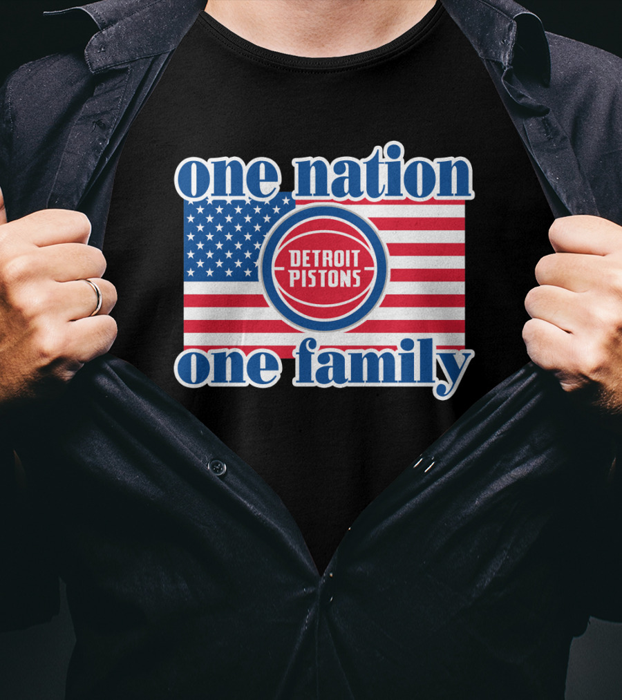 One Nation One Family Detroit Pistons 81 Usa Flag T-Shirt