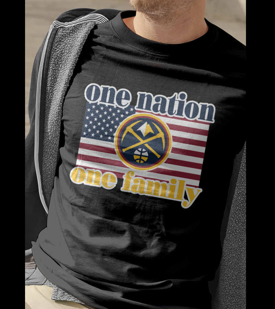 One Nation One Family Denver Nuggets American Flag T-Shirt