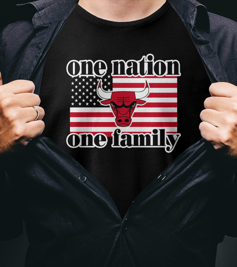 One Nation One Family Chicago Bulls 1985 Usa Flag T-Shirt