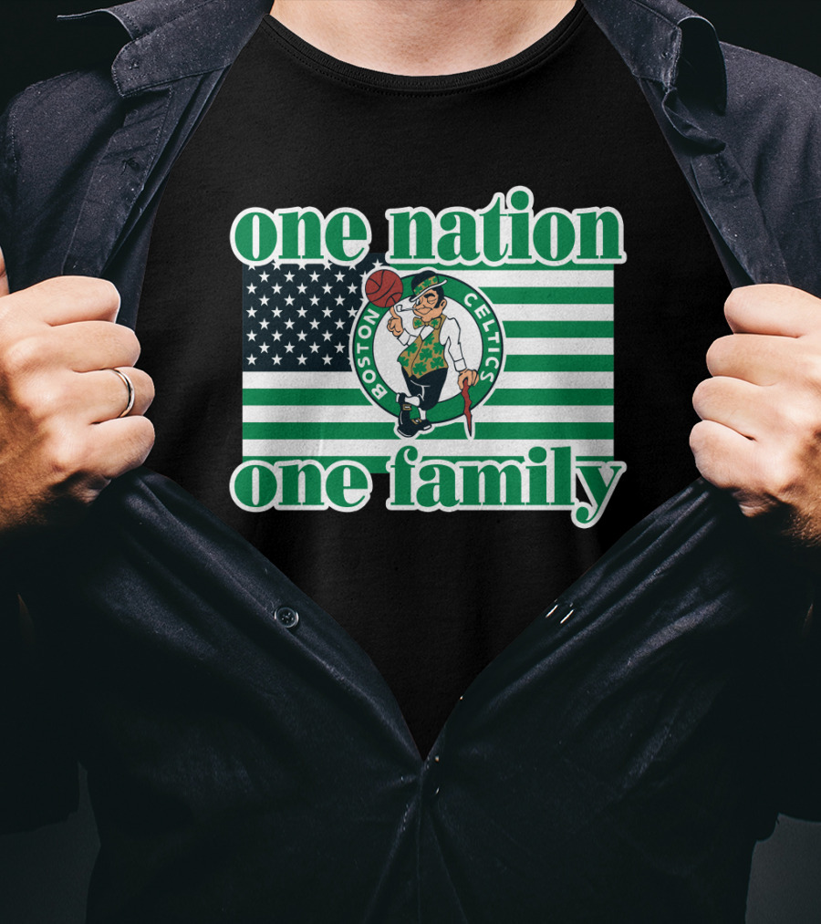 Boston Celtics One Nation One Family Usa Flag T-Shirt