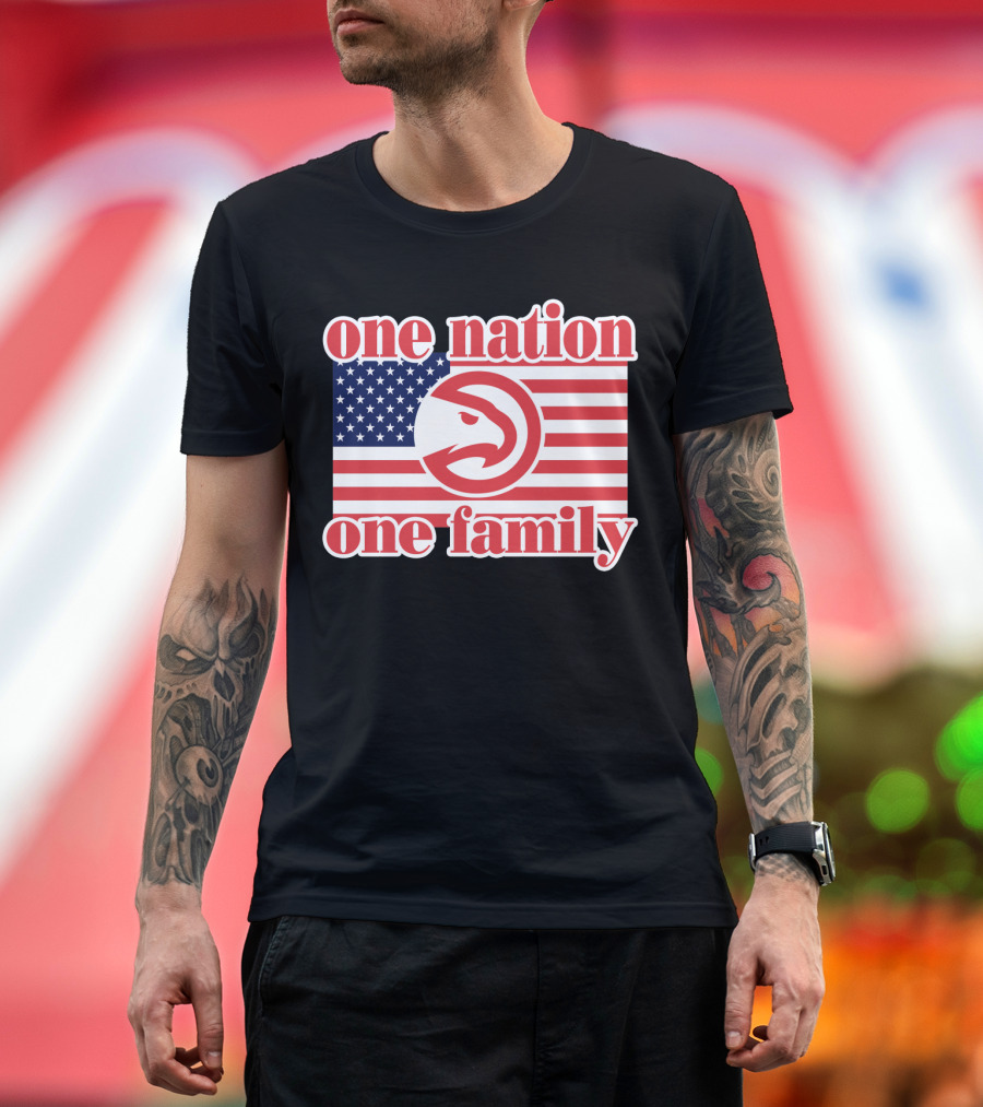 Atlanta Hawks One Nation One Family Usa Flag T-Shirt