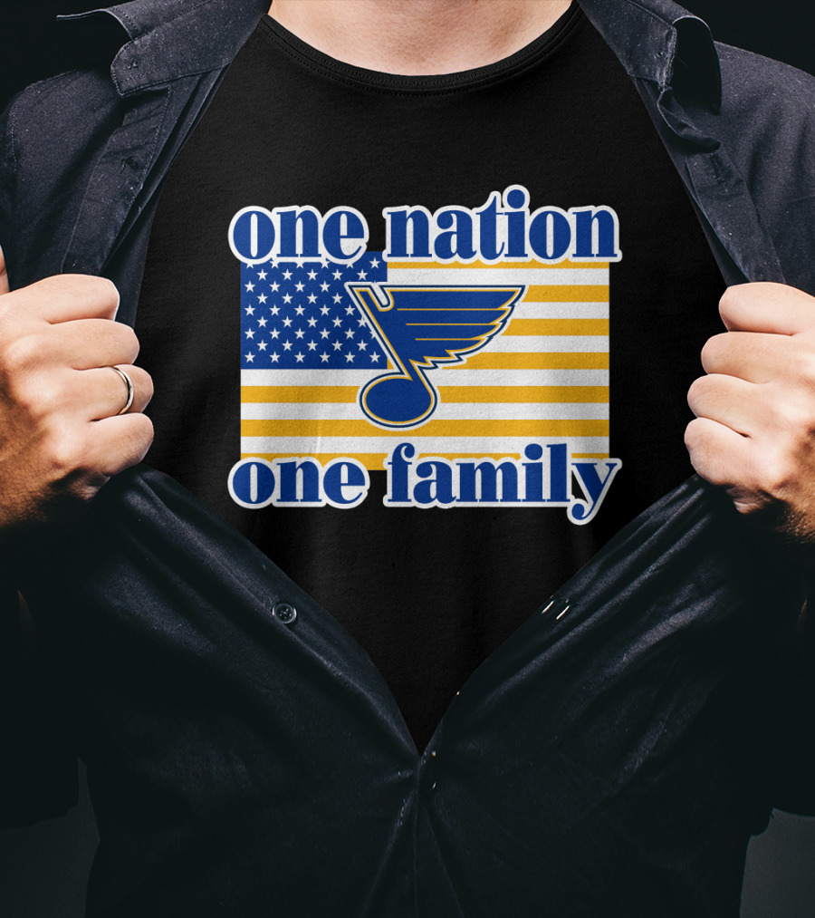 St Louis Blues One Nation One Family American Flag T-Shirt