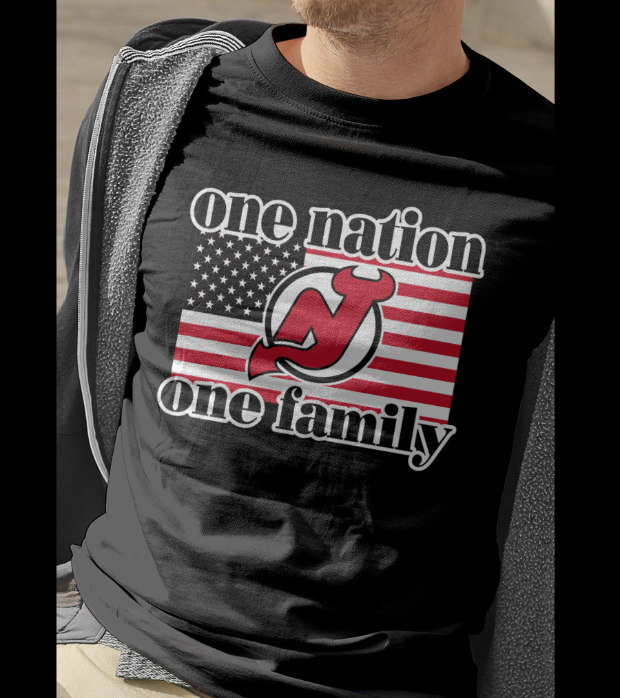 One Nation One Family New Jersey Devils American Flag T-Shirt