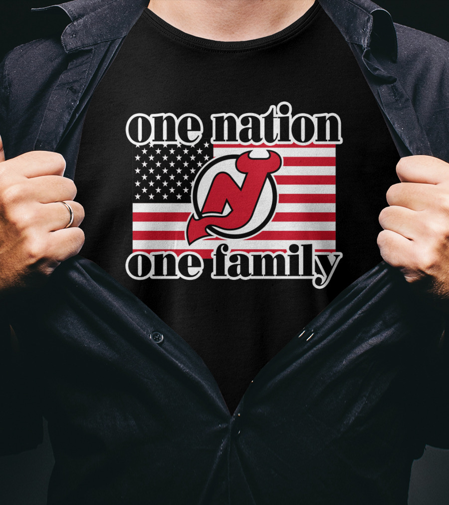 One Nation One Family New Jersey Devils American Flag T-Shirt