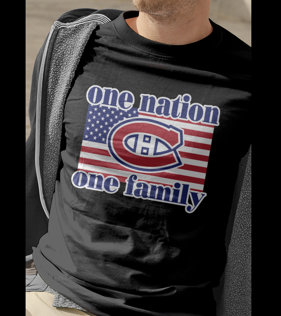 One Nation One Family Montreal Canadiens Usa Flag T-Shirt