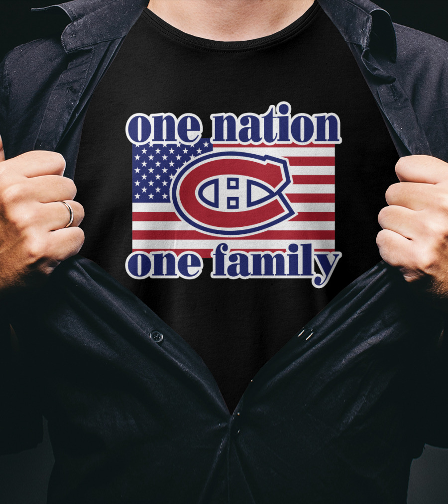One Nation One Family Montreal Canadiens Usa Flag T-Shirt
