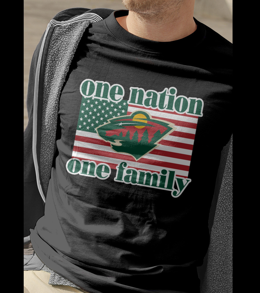 One Nation One Family 102 Minnesota Wild American Flag T-Shirt