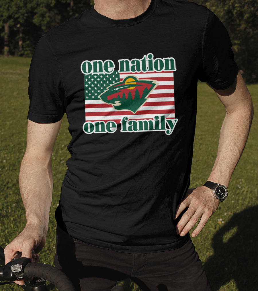 One Nation One Family 102 Minnesota Wild American Flag T-Shirt