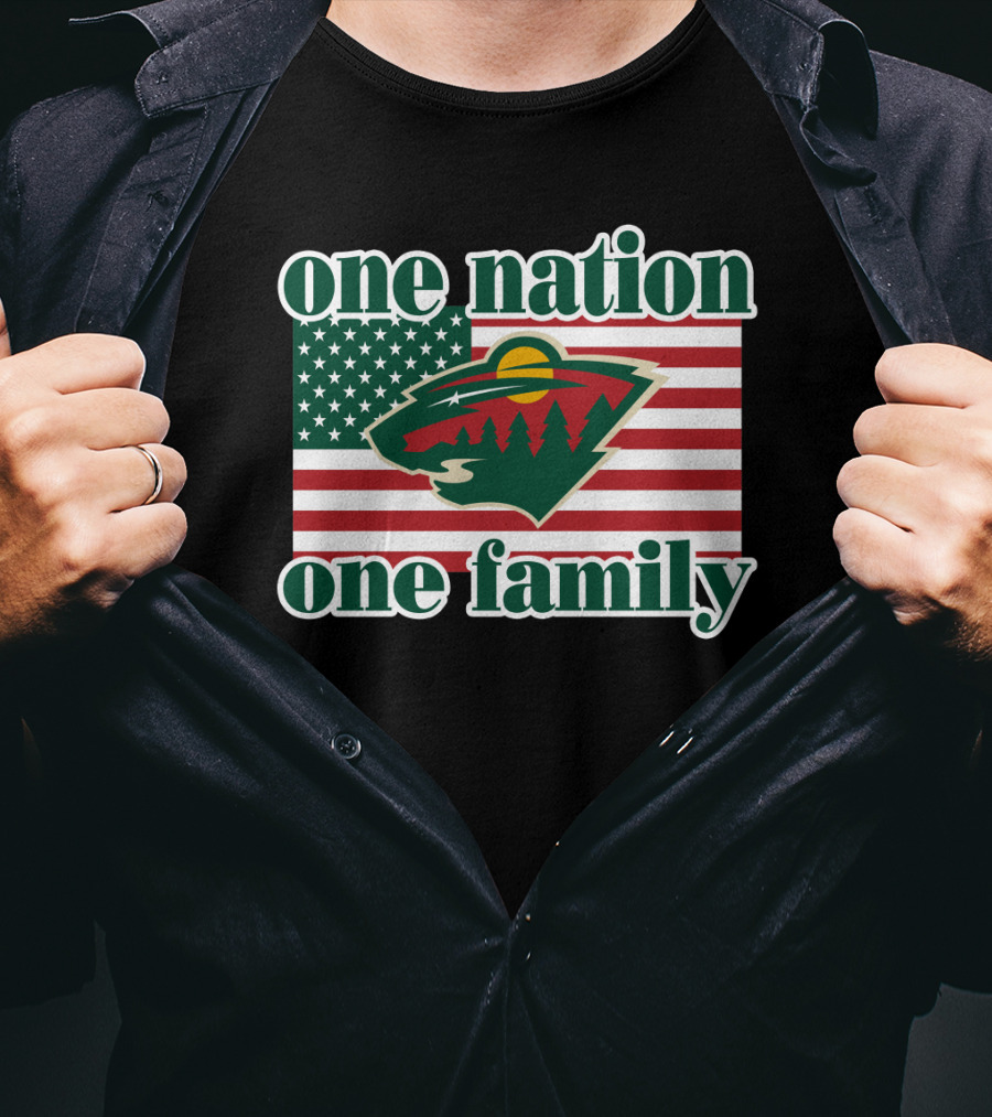 One Nation One Family 102 Minnesota Wild American Flag T-Shirt