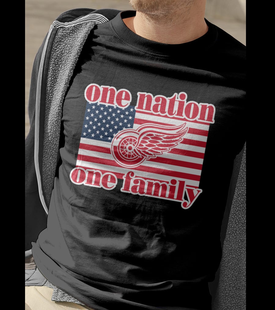 One Nation One Family Detroit Red Wings 105 American Flag T-Shirt