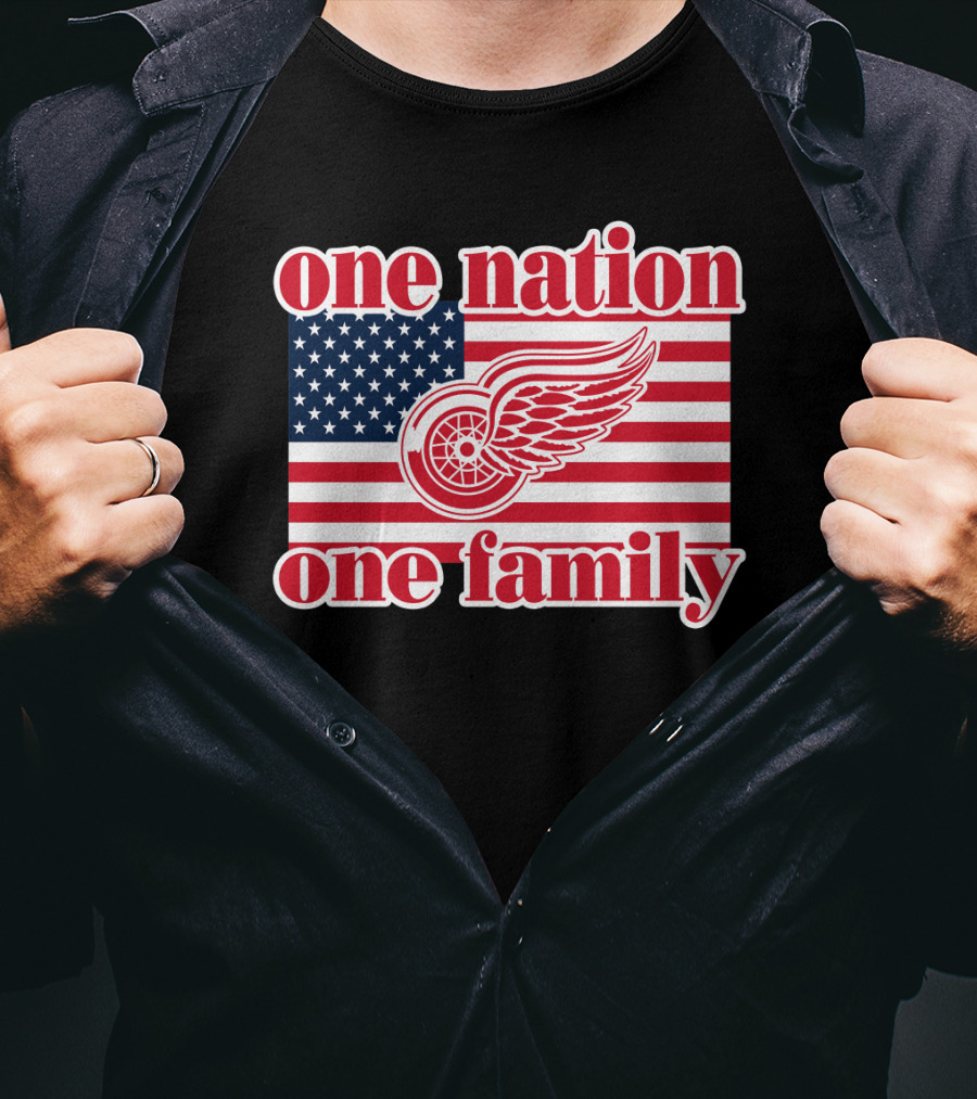 One Nation One Family Detroit Red Wings 105 American Flag T-Shirt