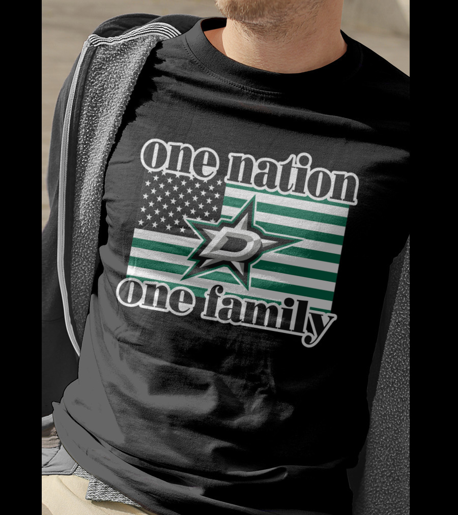One Nation One Family Dallas Stars D Logo American Flag T-Shirt