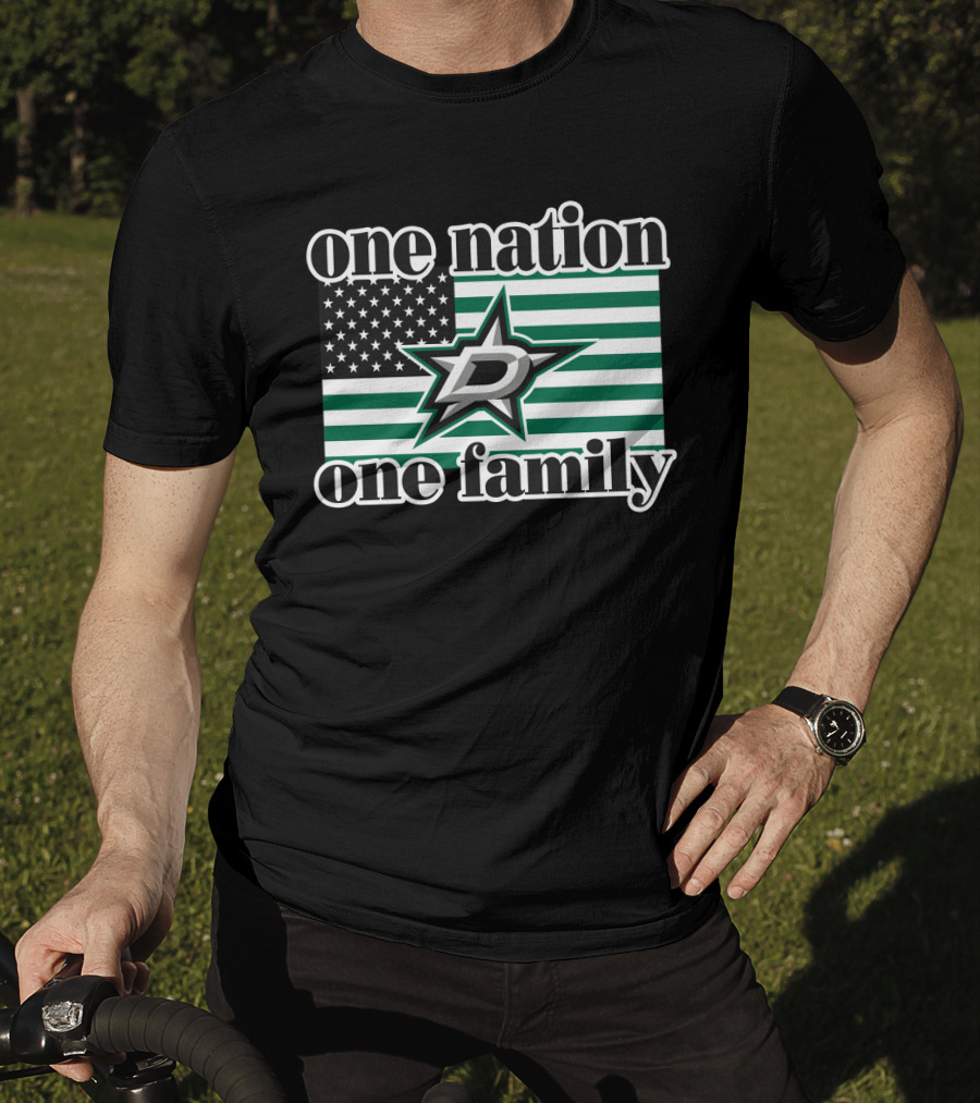 One Nation One Family Dallas Stars D Logo American Flag T-Shirt