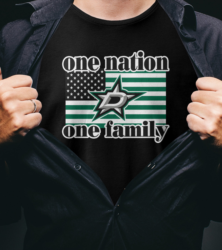 One Nation One Family Dallas Stars D Logo American Flag T-Shirt