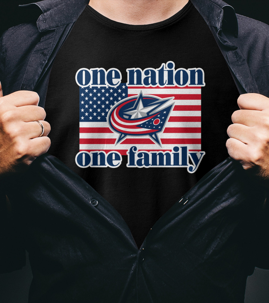 One Nation One Family 107 Columbus Blue Jackets Flag T-Shirt