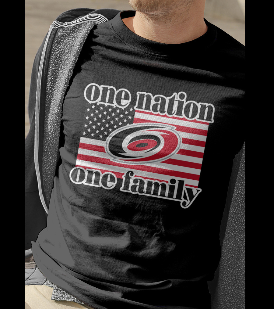 One Nation One Family Carolina Hurricanes Usa Flag T-Shirt
