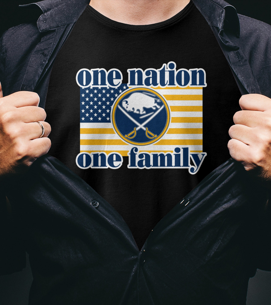 One Nation One Family Buffalo Sabres American Flag T-Shirt