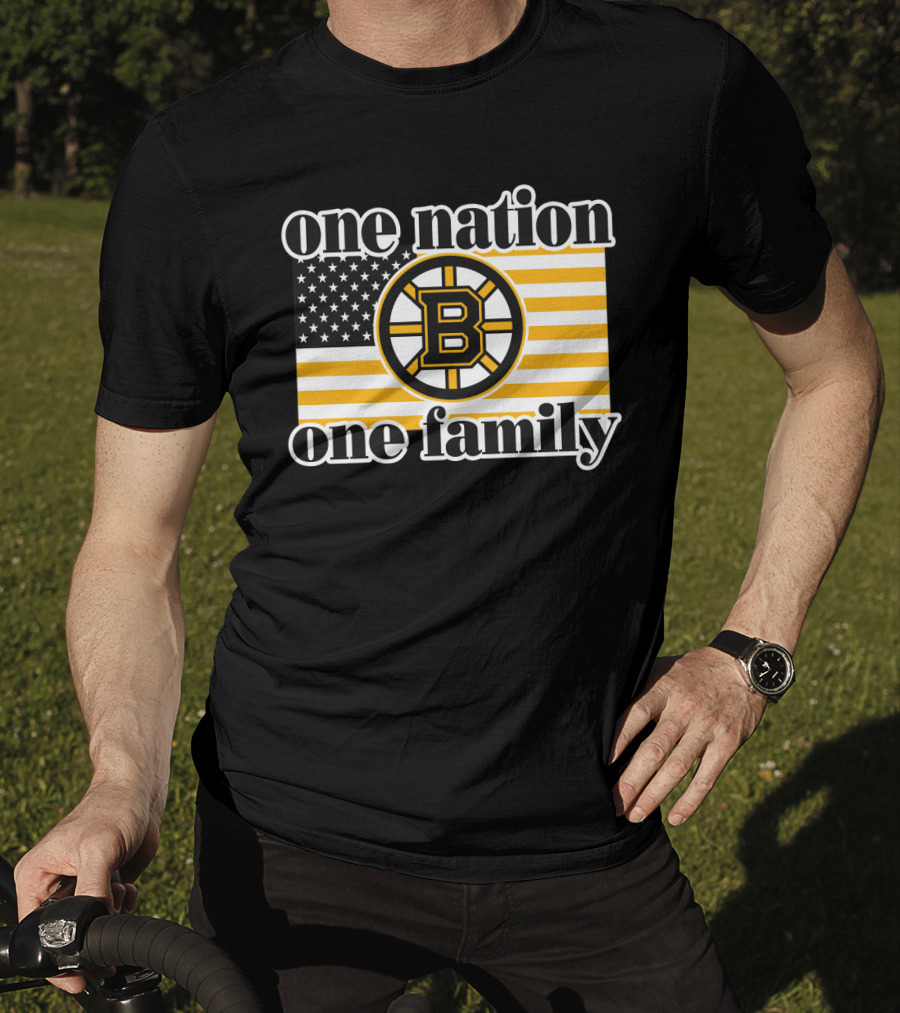 Boston Bruins One Nation One Family Flag T-Shirt