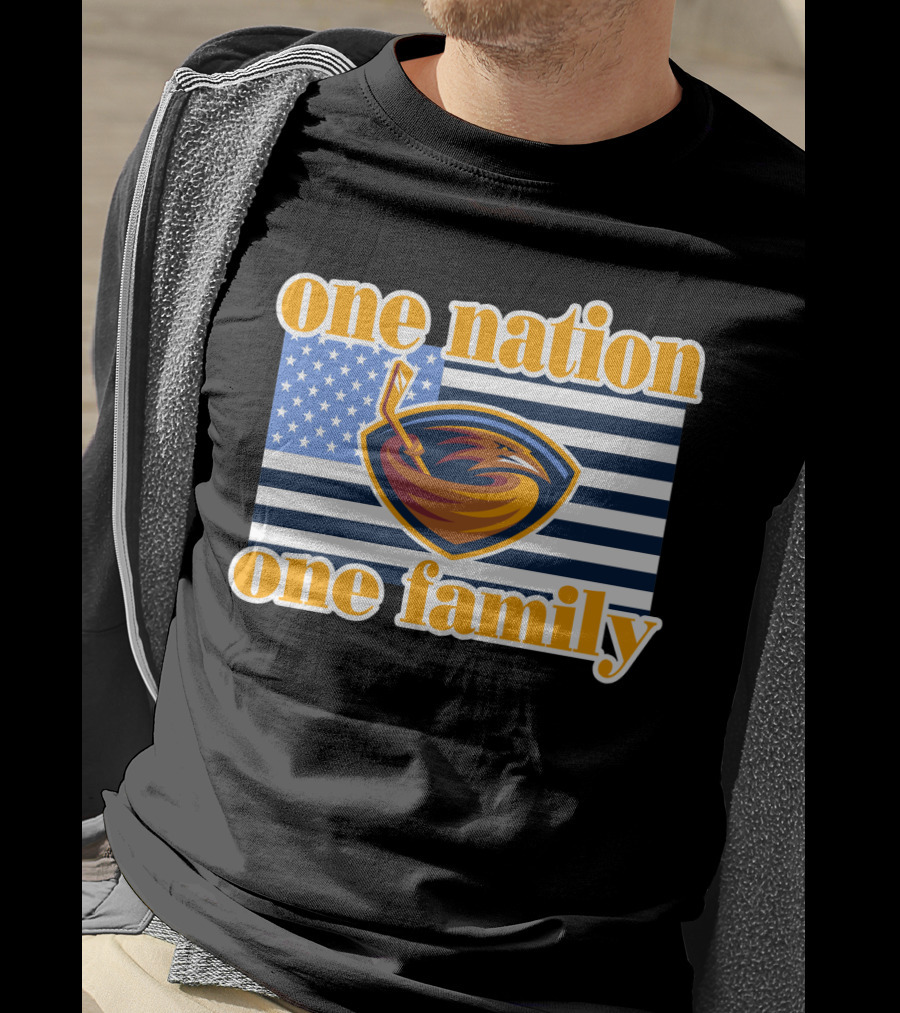 One Nation One Family Atlanta Thrashers Logo American Flag T-Shirt