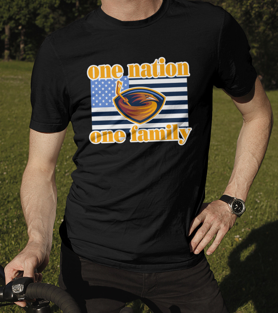 One Nation One Family Atlanta Thrashers Logo American Flag T-Shirt