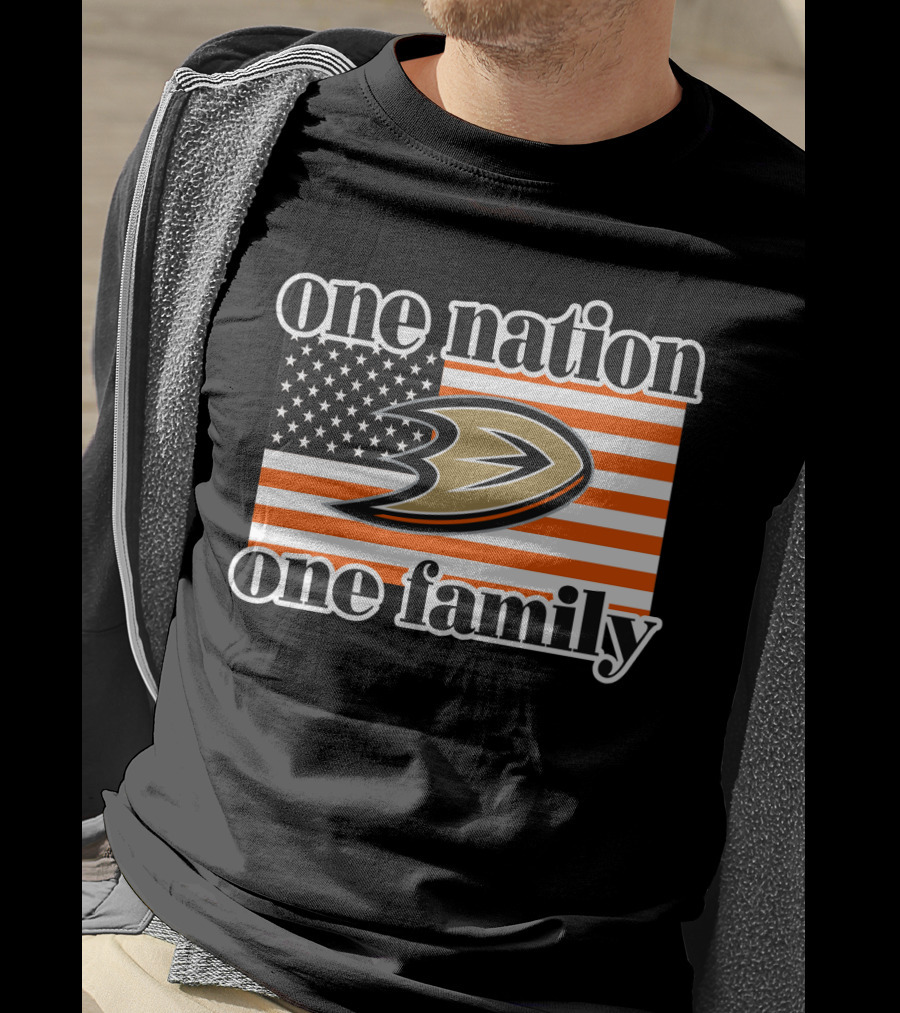 One Nation One Family Anaheim Ducks American Flag T-Shirt