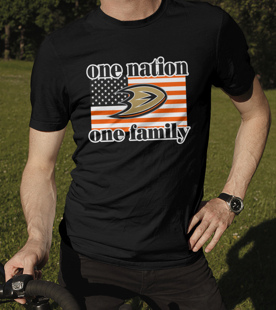One Nation One Family Anaheim Ducks American Flag T-Shirt