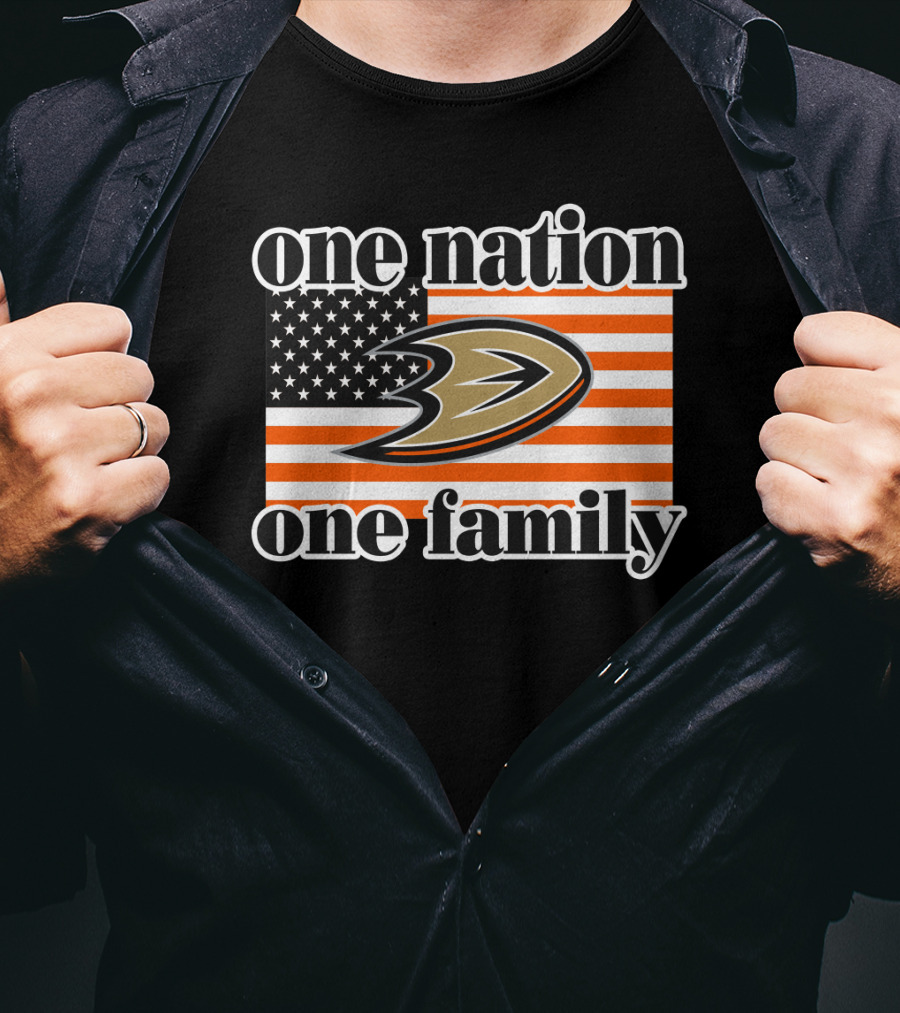 One Nation One Family Anaheim Ducks American Flag T-Shirt