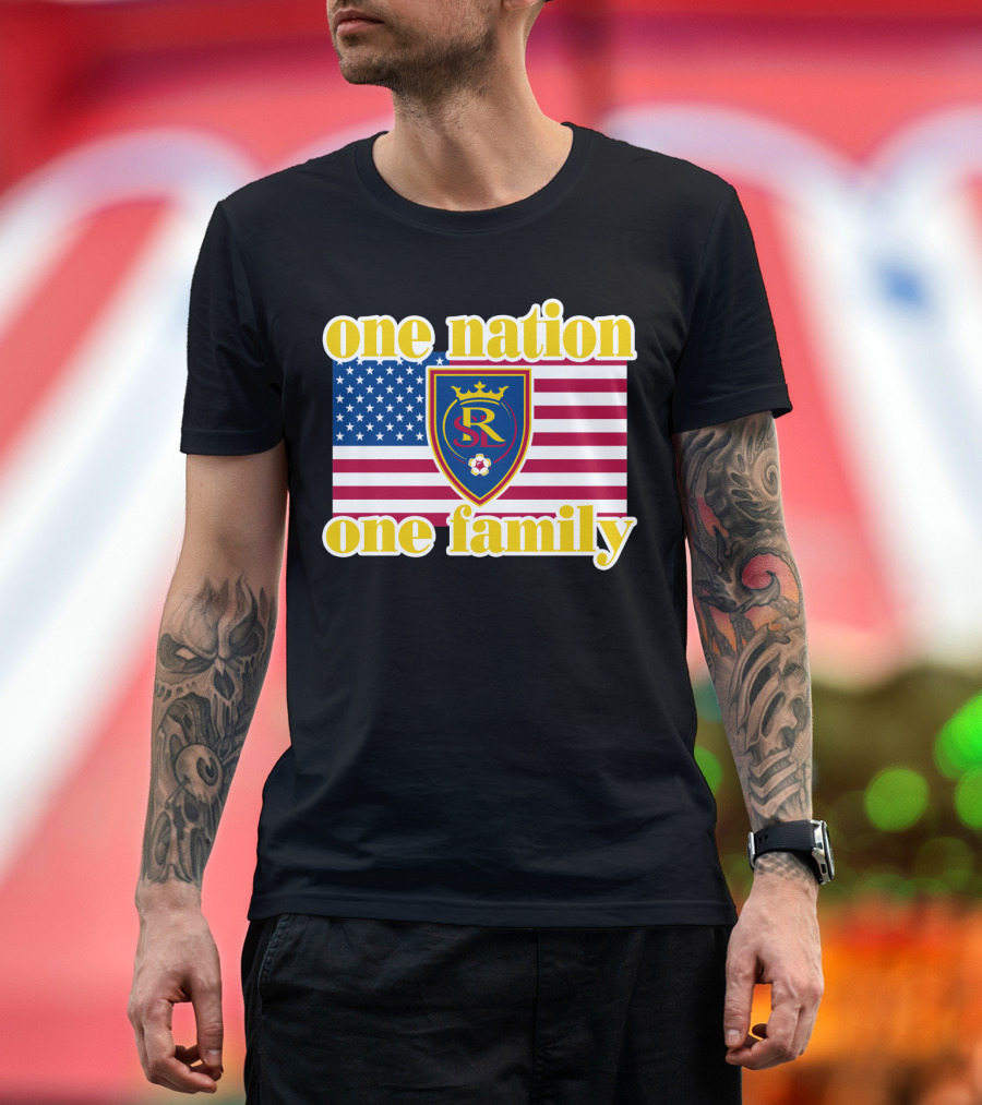 One Nation One Family Real Salt Lake Usa Flag Soccer Crest T-Shirt