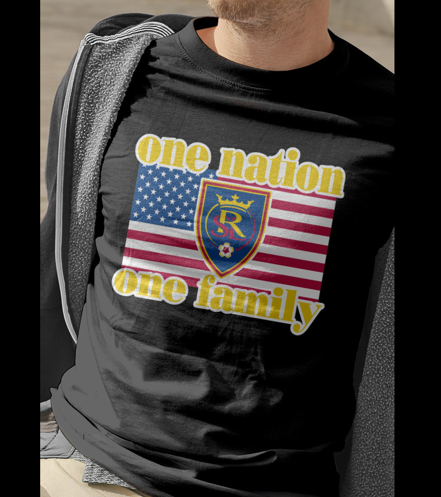One Nation One Family Real Salt Lake Usa Flag Soccer Crest T-Shirt