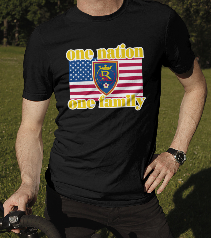 One Nation One Family Real Salt Lake Usa Flag Soccer Crest T-Shirt