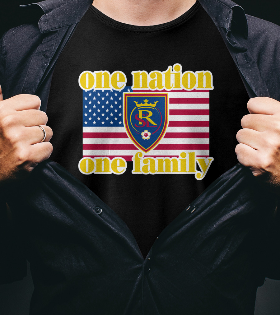 One Nation One Family Real Salt Lake Usa Flag Soccer Crest T-Shirt