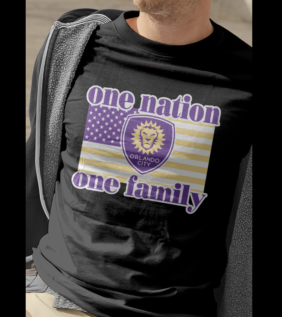 One Nation One Family Orlando City Sc American Flag Lion T-Shirt