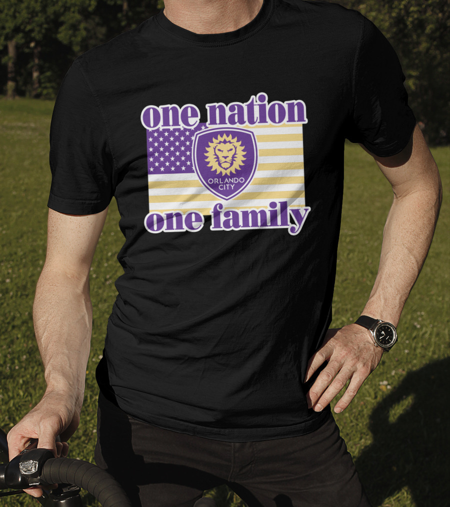 One Nation One Family Orlando City Sc American Flag Lion T-Shirt