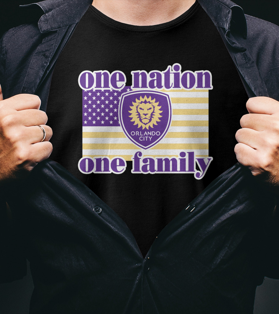 One Nation One Family Orlando City Sc American Flag Lion T-Shirt