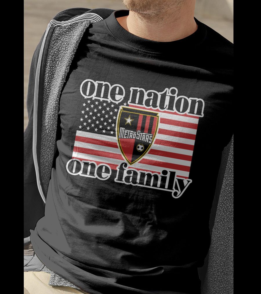 One Nation One Family Metrostars 136 Usa Flag Soccer Shield T-Shirt