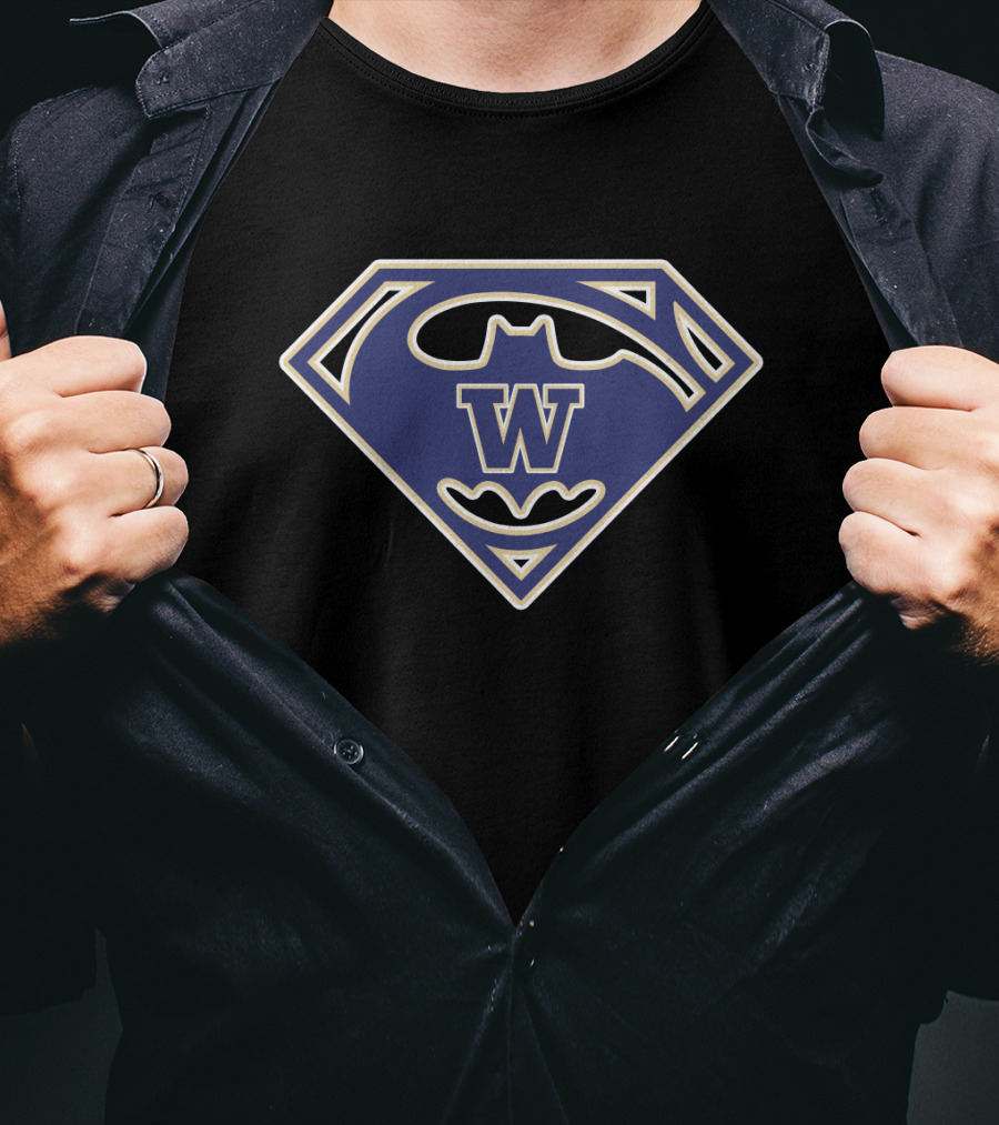 Washington Huskies Batman Superman Iconic Logo Fusion T-Shirt