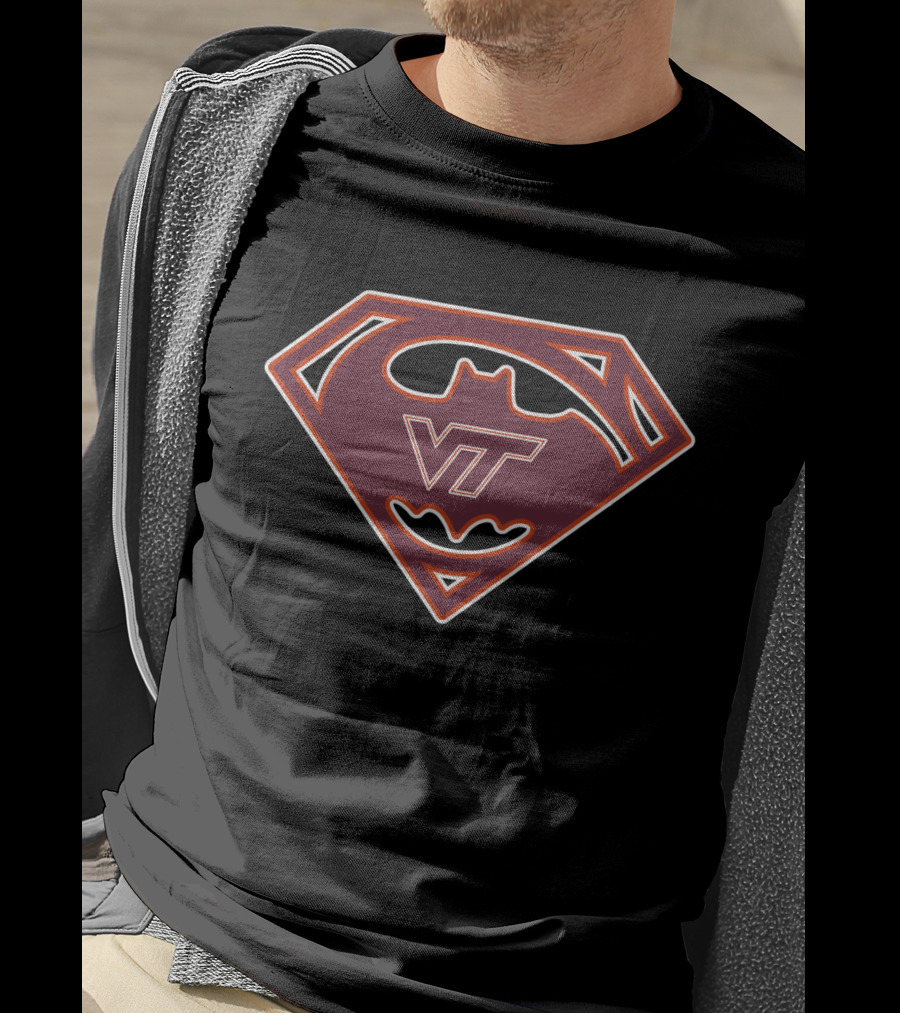 Vt Virginia Tech Hokies Superman Batman T-Shirt