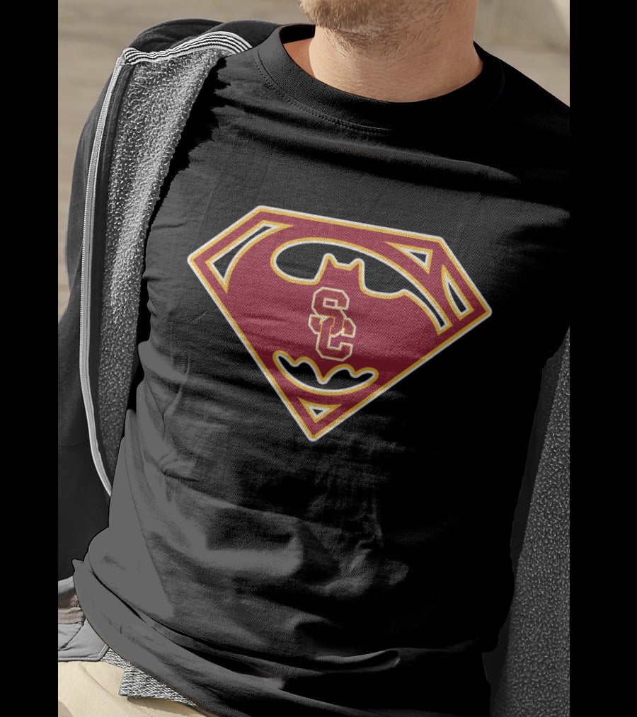 Usc Trojans Batman Superman Logo Mashup T-Shirt