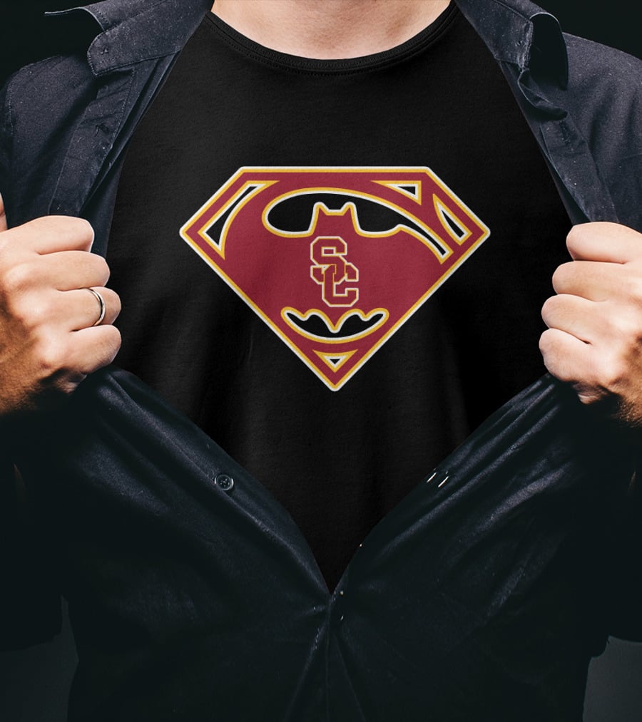 Usc Trojans Batman Superman Logo Mashup T-Shirt