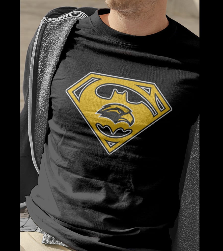 Southern Mississippi Golden Eagles Superhero Logo Black And Yellow T-Shirt