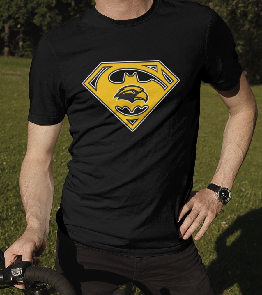 Southern Mississippi Golden Eagles Superhero Logo Black And Yellow T-Shirt