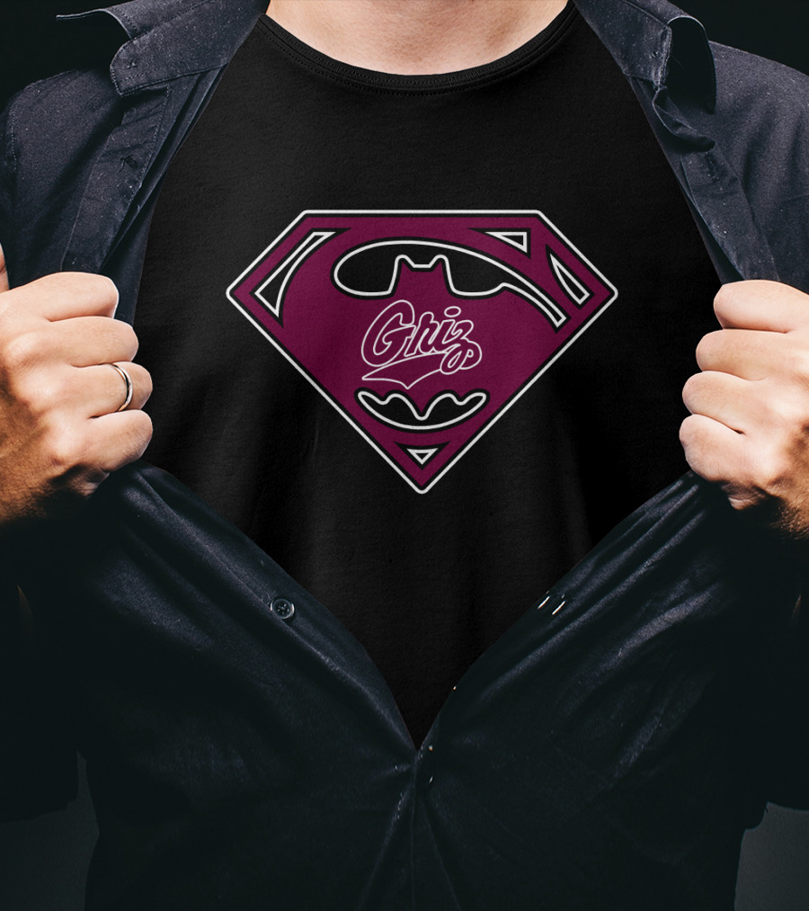 Montana Grizzlies Griz Logo Superman Batman Symbol T-Shirt