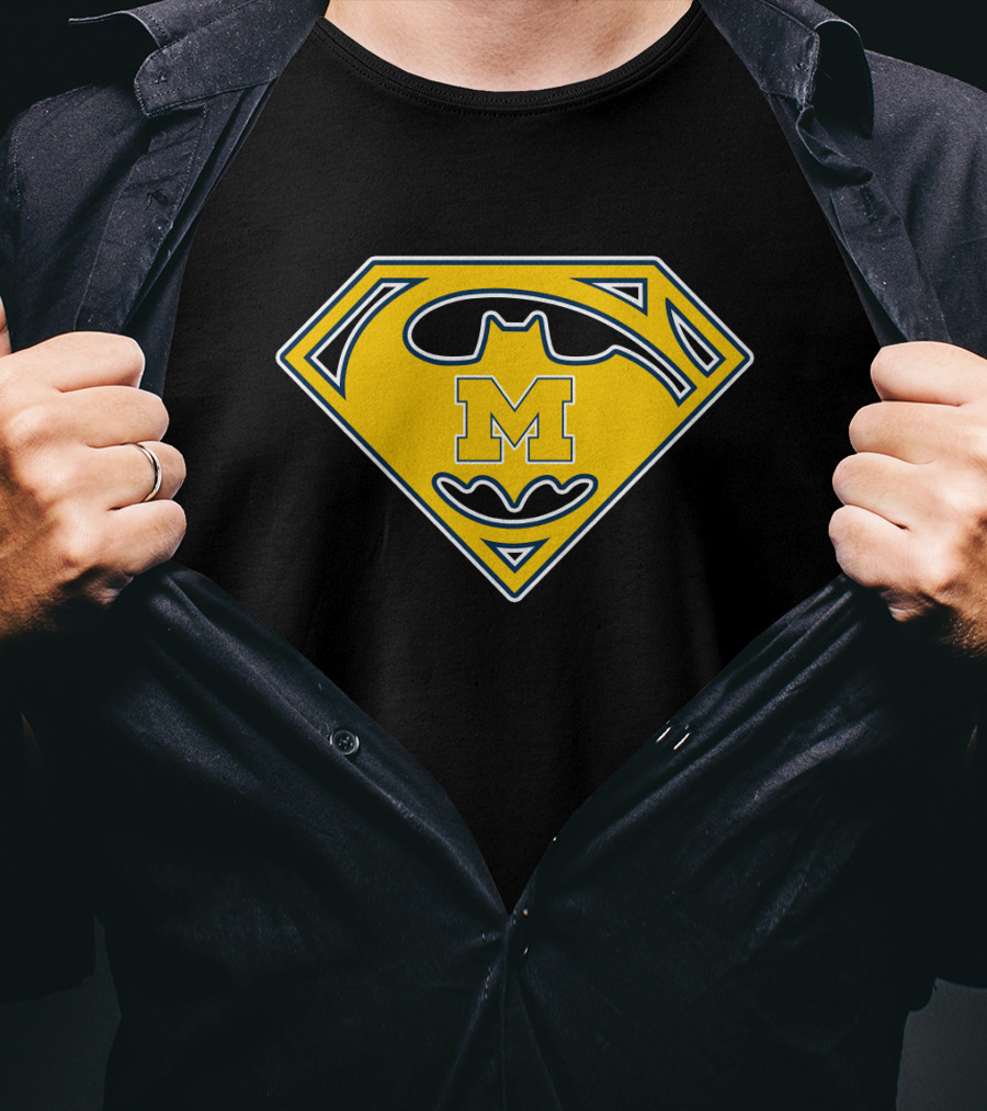Michigan Wolverines Batman Superman Logo Icon T-Shirt