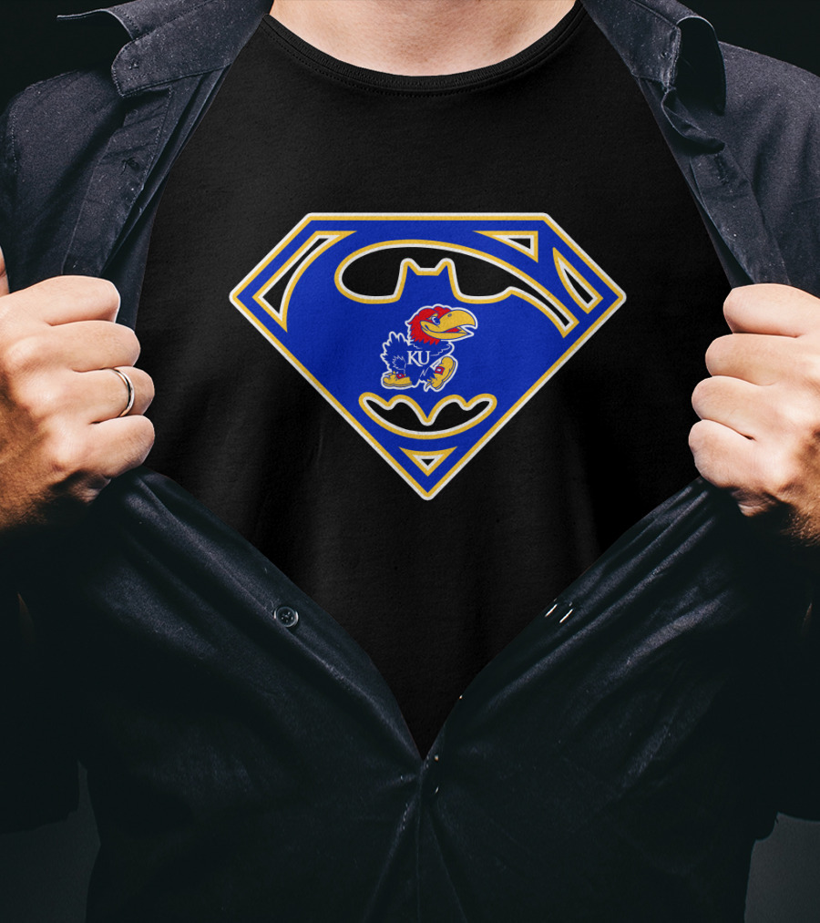 Kansas Jayhawks Superman Batman Symbol T-Shirt