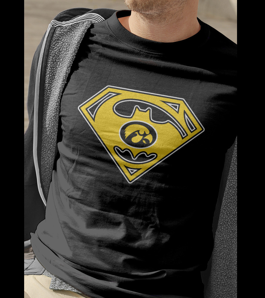 Iowa Hawkeyes Superman Batman Logo Combination T-Shirt