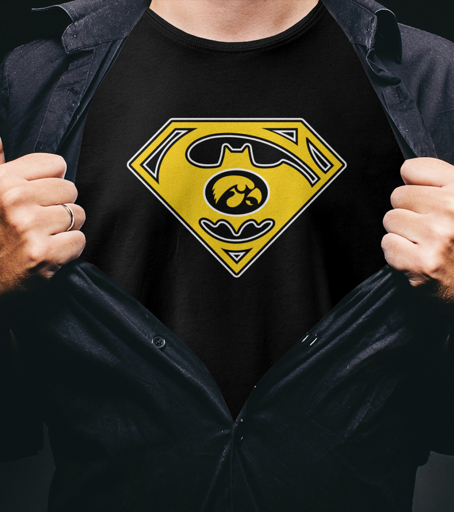 Iowa Hawkeyes Superman Batman Logo Combination T-Shirt