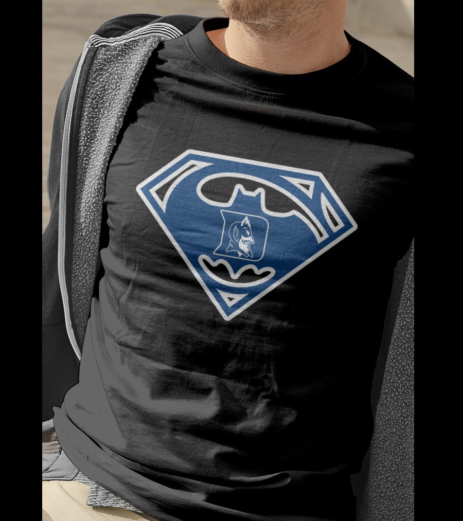 Duke Blue Devils Batman Superman Logo Fusion T-Shirt