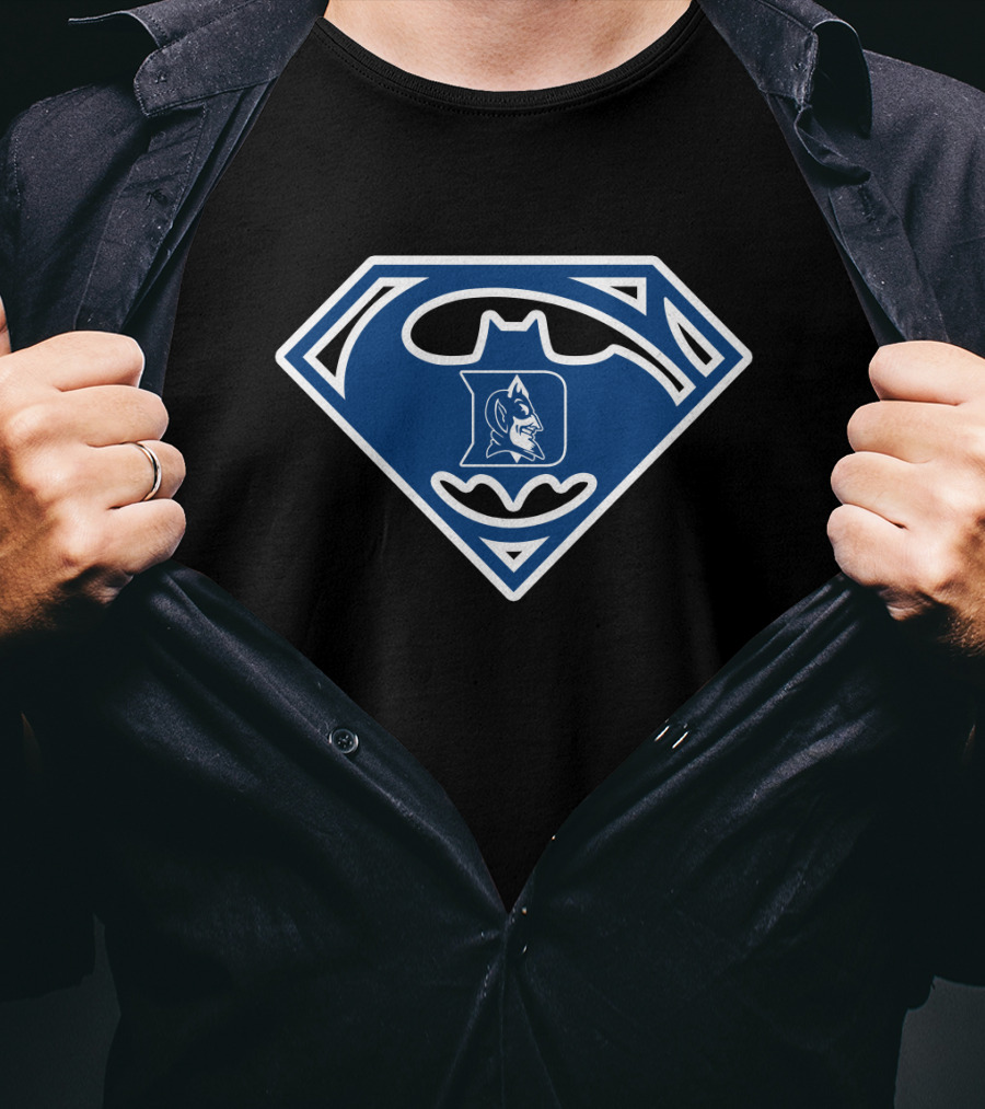 Duke Blue Devils Batman Superman Logo Fusion T-Shirt