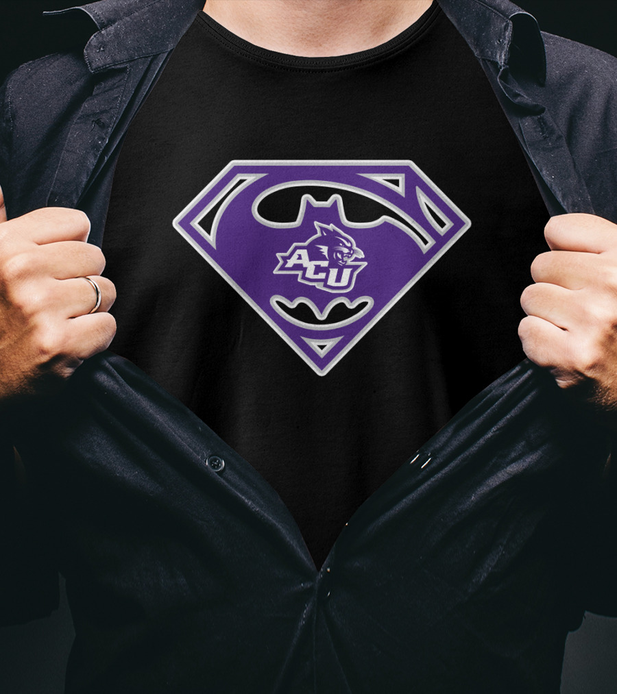 Acu Abilene Christian Wildcats Superhero Logo Purple T-Shirt